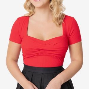 Unique Vintage Ruthie Top Red